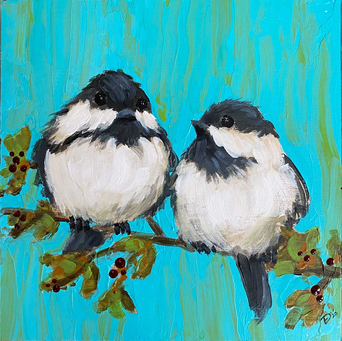 Chickadees in Acrylics